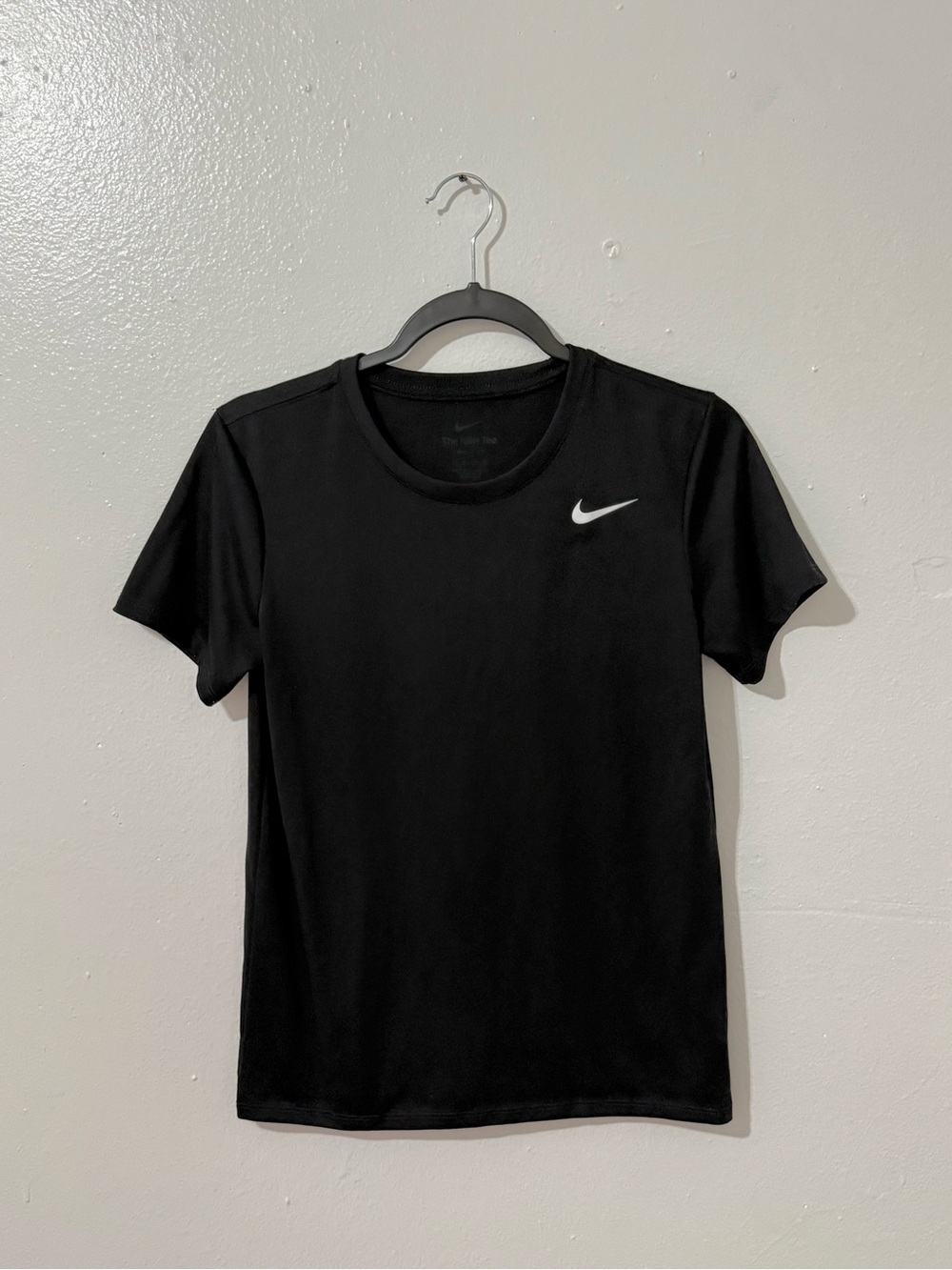 Nike Black Short Sleeve Performance Tee with White Swoosh